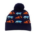 Berretto in maglia blu scuro per bambini con motivi di scavatrice e pompon - 48-52cm / Blu navy