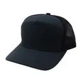 Dunkelgraue 7-Panel Trucker Cap mit flachem Schirm und atmungsaktivem Netzstoff - Schlichter Stil / Einfach Grau