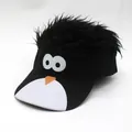 Funny penguin-style baseball cap with fuzzy black wig hair for party and outdoor use - Adjustable / Penguin Style (Black)
