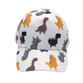 White kids baseball cap featuring colorful cartoon dinosaur prints for sun protection - Adjustable [48-54cm] / White Cartoon Dinosaur (Pattern 1)