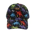 Kids black baseball cap with colorful cartoon dinosaur prints and curved brim - Adjustable [48-54cm] / Black Colorful Dinosaur (Pattern 2)