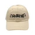 Detailed embroidery of black construction trucks on a beige cotton kids baseball hat - Adjustable (48-54cm) / Off White