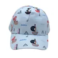 Front view of a light blue kids' baseball cap with nautical cartoon sailing prints - Adjustable [48-54cm] / Light Blue Nautical Sailboat (Pattern 3)
