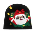 Bonnet de Noël noir en tricot avec motif Père Noël et décorations festives pour l'hiver - Style 2: Noir Couronne Sucre d'Orge Père Noël