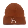 Bonnet en tricot marron pour enfants avec broderie dinosaure et bord à revers élégant - Taille Unique (44-54cm) / Couleur caramel