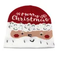 Détail du bonnet de Noël tricoté rouge et blanc avec texte Joyeux Noël et Père Noël - Style 3: Rouge Blanc Épissage Père Noël Voeux