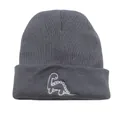 Bonnet en tricot gris foncé pour bébés avec broderie de petit dinosaure blanc - Taille Unique (44-54cm) / Gris