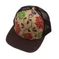 Stro-honkbalpet met bloemenprint, mesh achterkant en krokodillenprint klep voor de zomer - Verstelbaar / Rood Groen Bloemen Koffie Stijl (Stijl 4)