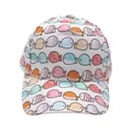 Detail of white kids baseball cap featuring colorful all-over cartoon fish patterns - Adjustable [48-54cm] / White Colorful Fish (Pattern 7)