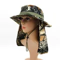 Sombrero de sol camuflaje de jungla con solapa para el cuello y cordón ajustable - M / Camuflaje de bosque (Estilo 4)
