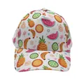 Close-up of vibrant fruit pattern print including pineapple and watermelon on kids baseball cap - Adjustable [48-54cm] / White Colorful Fruit (Pattern 14)