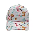 Detailed pattern of cute cartoon dinosaurs and colorful prints on a white kids baseball cap - Adjustable [48-54cm] / White Pink Blue Dinosaur (Pattern 15)