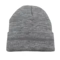 Close-up of thick knitted beanie texture with wide fold-up cuff in dark grey - One Size / Reflective Knit Hat Gray