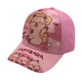 Detail of pink kids baseball cap featuring cute capybara print and cotton twill fabric - Adjustable 48-54cm / Pink Patchwork (Style 5)