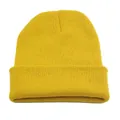 Bonnet en maille jaune vif de couleur unie pour la chaleur hivernale et le style - Taille unique / Jaune Gingembre