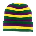 Berretto in maglia a righe Mardi Gras unisex nei colori viola verde e giallo - Strisce Arcobaleno