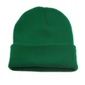Bonnet en maille côtelée vert foncé classique avec revers pour hommes et femmes - Taille unique / Vert