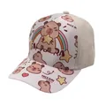 Detail van de schattige capibara-print en Nice Day tekst op de kinder honkbalpet - Verstelbaar 48-54cm / Broken Wit (Stijl 10)