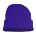 Bonnet en tricot violet uni pour hommes et femmes automne hiver vêtement d'extérieur - Taille unique / Violet