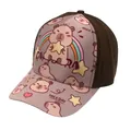 Detail van capybara-print en regenboogpatronen op de honkbalpet voor kinderen - Verstelbaar 48-54cm / Bruin Roze Patchwork (Stijl 11)
