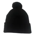 Classico berretto in maglia nera con un pompon coordinato in cima e un bordo risvoltato - Taglia unica / Nero
