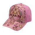 Detail van de roze katoenen honkbalpet met schattige capibara-prints en kleurrijke sterren - Verstelbaar 48-54cm / Roze All-Over Print (Stijl 13)