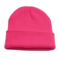 Bonnet en maille côtelée rouge rose pour hommes et femmes, bonnet d'hiver chaud et chic - Taille unique / Rouge pastèque