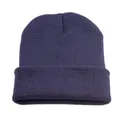 Bonnet en maille violet foncé avec large revers classique pour l'automne et l'hiver - Taille unique / Gris