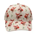 Casquette enfant crème avec motifs mignons de renards et champignons pour le soleil - Réglable / Style Renard Champignon Beige