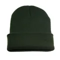 Bonnet en tricot de couleur unie vert foncé premium pour l'extérieur en automne hiver - Taille unique / Vert Militaire
