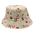 Reversible bucket hat in beige featuring colorful graffiti prints and nice lettering - M (56-58cm) / Beige Graffiti (Style 3)