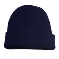 Bonnet en tricot bleu marine classique pour hommes et femmes automne hiver mode - Taille unique / Bleu marine
