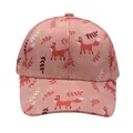 Détail d'une casquette de baseball rose pour enfants avec motifs de renard et fleurs - Réglable / Style Renard Mignon Rose