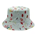 Light mint green reversible bucket hat with colorful mushroom and rainbow prints - M (56-58cm) / Light Green Graffiti (Style 2)