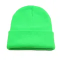 Bonnet en maille vert néon pour hommes et femmes avec un revers classique pliable - Taille unique / Vert Fluorescent