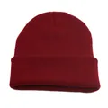 Bonnet en maille côtelée unisexe rouge bordeaux pour l'hiver et les loisirs en plein air - Taille unique / Bordeaux
