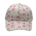 Détails de l'imprimé western rose avec fers à cheval et étoiles sur la casquette enfant - Réglable / Style Imprimé Cow-boy de l'Ouest Beige