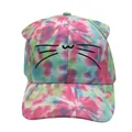 Kids tie-dye baseball cap with 3D cat ears and cute embroidered cat face whiskers - Adjustable 48-54cm / Multicolor Mixed Tie-Dye Cat Style
