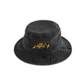 Kids black washed cotton bucket hat with yellow excavator embroidery and metal eyelets - 52cm / Black