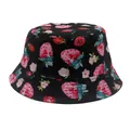 Zwarte vissershoed voor kinderen met aardbeienprint en bloemen tegen de zon - 54cm / Zwart
