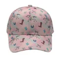 Détail de casquette enfant à carreaux rose et gris avec motifs de cowboy western - Réglable / Style Western à Carreaux Rose Gris