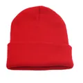 Bonnet en maille rouge classique pour hommes et femmes avec un design à revers - Taille unique / Rouge