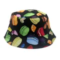 Sombrero de sol para niños con ala ancha y estampado colorido de macaron y frutas - 54cm / Negro