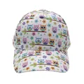White baseball cap with colorful owl and floral prints for children outdoors - Adjustable [48-54cm] / White Owl Polka Dot (Pattern 26)