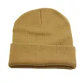Bonnet en tricot classique à revers de couleur camel pour la chaleur hivernale - Taille unique / Kaki Foncé
