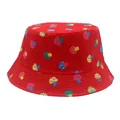 Roter Fischerhut für Kinder mit bunten Pilzmotiven aus Baumwolle für Jungen und Mädchen - 54cm / Rot