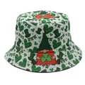 Reversible St. Patrick's Day bucket hat with green gnomes and shamrock clover prints - White Base Gnome and Hat Heart Pattern (Style 4)