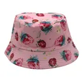 Roze vissershoed voor kinderen met aardbeienprint en stevige gestikte rand - 54cm / Roze