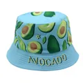 Omkeerbare vissershoed voor kinderen met avocadoprint in lichtblauw katoenen canvas - 54cm / Hemelsblauw