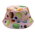 Sombrero de sol rosa para niños con estampados de macarons y frutas para el verano - 54cm / Rosa